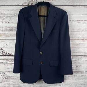 Vintage Burberry Men's Navy Blue Wool Blazer Jacket Gold Buttons Size 38